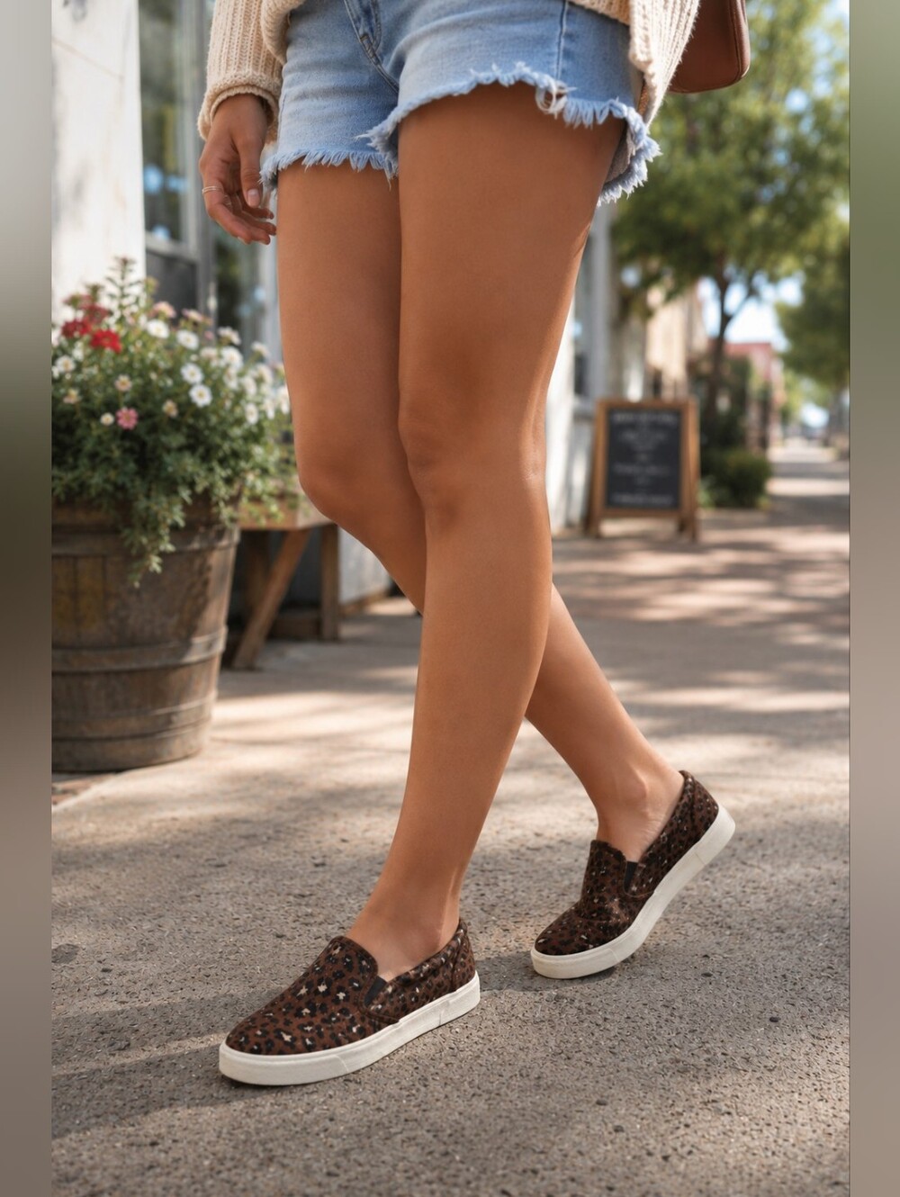 Madewell Sidewalk Slip On Sneakers In Mini Leopard Calf Hair Size 6